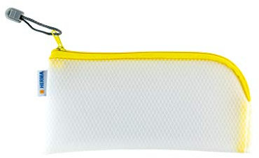 HERMA Dokumententasche mit Reißverschluss, kleine wasserdichte Reißverschlusstasche, verschließbare Dokumentenmappe aus Kunstoff mit Zipper, halb-transparent, 23 x 11 cm, gelb