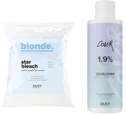 Dusy Star Bleach Blondierpulver 500g im Beutel + Dusy Professional Creme Oxyd 1000ml 1,9% Extra cremig