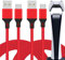 Primicity PS5 Controller Charger Cable 2 Pack-PS5 Charging Cable (3M Extra Long) for DualSense Controller - (10FT) USB to USB-C Ps5 Charger Wire - Red Nylon Braided - UK Seller