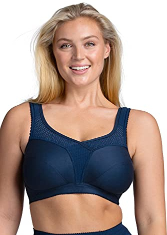 Miss Mary of Sweden Cotton Fresh Womens Non-Wired Full Coverage Bra 40DD Dark Blue