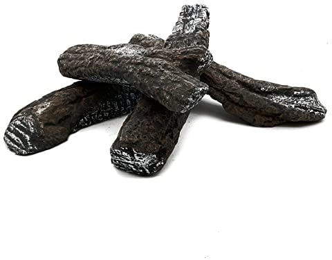 intergrill Brennholzimitat | 4 Stück Dekoholz aus Keramik | Bis zu 1100°C | Holzscheite für Gasfeuerstellen und Gaskamine | Kaminzubehör | Natural