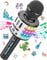 Mikrofon Karaoke 3-15 Jahre, Tragbares Bluetooth Handmikrofon mit LED Licht, Bluetooth Karaoke für Kinder und Erwachsene, Mädchen Jungen Geschenke, Zuhause KTV Kompatibel Android IOS PC -Schwarz