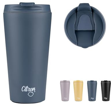 Citron Insulated Coffee Cup Travel Mug Leakproof, 420ml Blue – Keeps Liquids Hot for 6 Hours & Cold for 12 Hours – BPA & Lead-Free Travel Mugs for Hot Drinks – Leak Proof Lid Insulated Coffee Mug