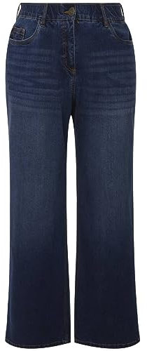 Ulla Popken Damen Jeans Mary, weites Bein, 5-Pocket-Schnitt, Komfortbund, blau, 48