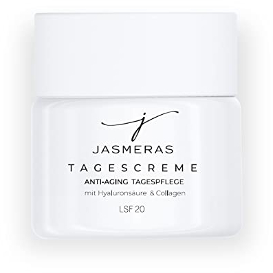 JASMERAS Anti-Aging-Gesichtscreme mit Hyaluronsäure & Collagen - Made In Germany I Anti Falten Tagescreme mit Lichtschutzfaktor 20 I dermatologisch getestet