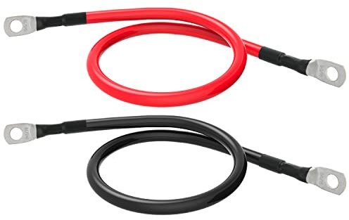 8 AWG Battery Cable 8 Gauge Power Inverter Cables with 5/16 Inch Lugs Both Ends for Solar Boat Marine RV Car 2 Pack (1FT)