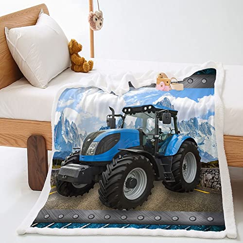Highdi Wohndecke Flauschige Kuscheldecke Traktor Drucken Zweiseitige Fleece Decke, Weiche Warm Fleecedecke als Sofaüberwurf, Tagesdecke oder Wohnzimmerdecke (Berg,130x150cm)