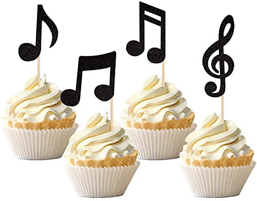 Xsstarmi 24 Pack Music Notes Cupcake Toppers Rock Star Music Symbol Cupcake Picks for Music Theme Baby Shower Kids Birthday Party Cake Decorations Supplies
