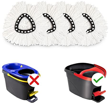 4 Pack Spin Mop Replacement Heads - Mop Refills Compatible with O Cedar EasyWring Spin Mop - Microfiber, Deep Cleaning, Machine Washable and Easy-to-Replace