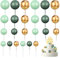 ALTcompluser 25 Stück Tortendeko Geburtstag Kugel Schaum Ball Torten Topper mit Gold Oh Baby Cake Topper DIY Kuchen Topper für Babyparty Geburtstag Hochzeit(Dunkelgrün/Grasgrün/Gold)