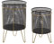 DKD Home Decor Ensemble de Pots de Fleurs, doré, Noir, Estándar