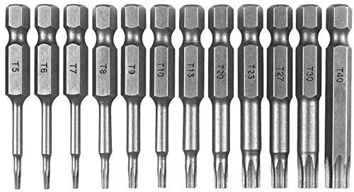 Bestgle torx bitsätze schraubendreher set 12 stück stern kopf bits torx sicherheit bit set magnetisch 1/4 zoll sechskant schaft elektrische werkzeuge t5 -t40
