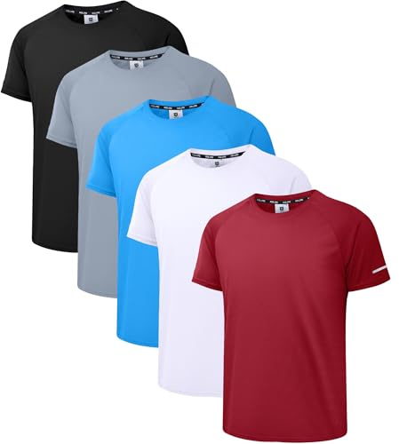 Herren Activewear T-Shirts 1/3/4/5/6er Pack | Slim Fit Sport Shirts | Atmungsaktiv, Schnelltrocknend & Leicht | mit Reflektierenden Details für Fitness, Laufen & Training
