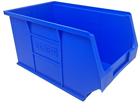 Blue Storage Lin Bins | Tool Organiser Bin | Stackable Boxes for Garage | Wall Hanging Box | DIY Storage | Plastic Drawers (Medium-240x150x132mm) (10 Bins)