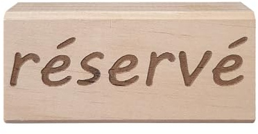 Support de table double face Réservé - Reserved en bois brut dimensions 3,7 x 8 x 2,3 cm - Lot de 10
