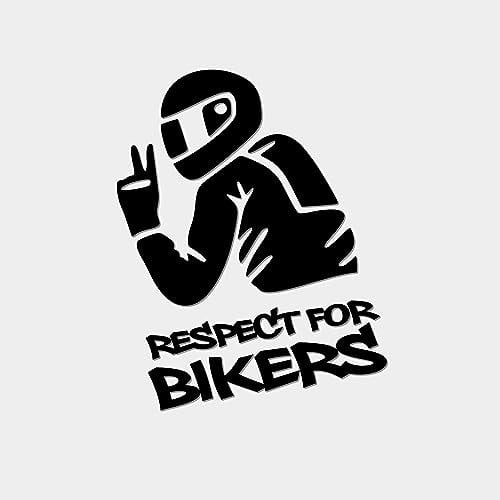 Respect for Bikers | Motorradfahrer Motorradzubehör Biker Chopper Winterauto Bikerzubehör Motorradgadget Tuning Autoaufkleber Aufkleber fürs Auto Quad Motorrad Sport Edition (schwarz glanz)