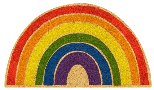 Baroni Home Zerbino Ingresso Casa in Cocco Arcobaleno Dipinto a Mano 70x40 cm, Tappetino Ingresso Facile da Pulire e Super Resistente
