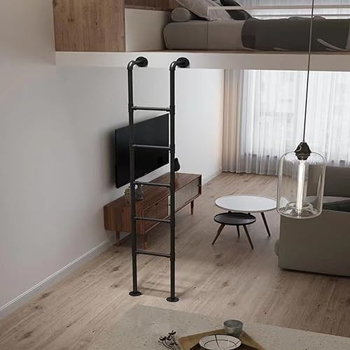 Hochbett Leiter 2.3 2 1.7 1.5 1.2 M Hochbettleiter Für Etagenbett, Fensterschacht/Dachbodentreppe Ausstiegsleitern Für Erwachsene Kinder Klettern Flucht, Schwarze Metall Stufenleiter Für Keller Lagerh