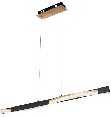 Fischer & Honsel Pendelleuchte, Bridge|schwarz/gold| L: 100 cm, B: 9 cm, A: 160 cm|Höheneinstellenbar|stufenlos dimmbar| Farbtemperatureinstellung| 1x LED 21 Watt 2700/6500 K| 2500 lm| EEG: F | 61038