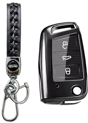 MEDZUK Schlüsselhülle Kompatibel mit Audi A1 GB 2018-2024 2025 Autoschlüssel Hülle TPU Schlüsselgehäuse Schutz Zubehör mit Schlüsselanhänger (Schwarz)