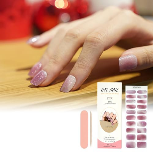 ZAHRVIA Semi Cured Gel Nails Strips, 20 Stickers Nail Wraps, Soft Self-Adhesive, Salon-Quality, UV/LED Lamp Required, ZH-302