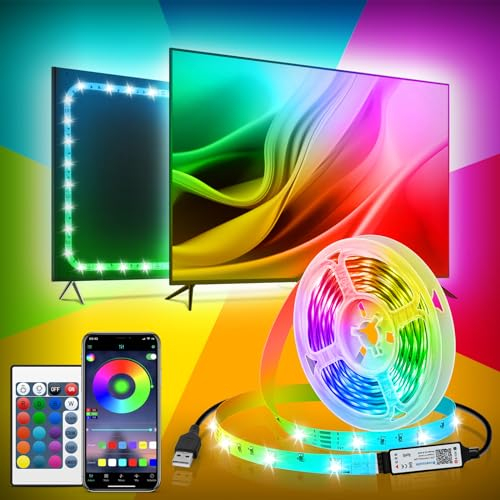 HOUHUI Led Strip 5m RGB LED Streifen mit Bluetooth App &Fernbedienung Dimmbar Farbwechsel LED Lichterkette Lichtband Musik Sync,USB Leds Kette Leiste für TV,Party,Desktop
