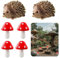 ChAusa 6 Stück Igel Deko Garten Harz, 2 Igel und 4 Pilze Mini Gartendeko, Harz Feengarten Zubehör Wasserdicht, Miniatur Tiere Minipilze Deko für Draußen Figuren Miniaturen Tierfigur Ornament