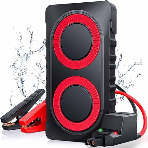 Booster Avviamento Auto 2000A 12800mAh Starter Batteria Portatile, Avviatore Emergenza per Auto con Impermeabile IP67, Ricarica rapida, Luce, Compatto (Fino a 6.5L Gas/5.5L Diesel)