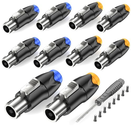 GCTBL 10Pack Speakon Cable Connectors 4 Pole Audio Speaker Adapter Speakon Plug with Twist Lock for Loudspeaker Amplifier