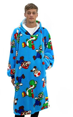 Character World Unisex Ninhumhb002uk Fleecedecke mit Kapuze, blau, L