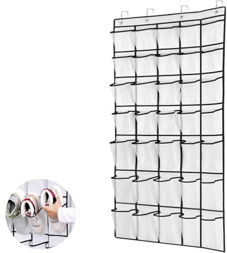 GAOHAN 35 Large Pockets Over Door Shoe Storage Organiser Wardrobe Shoe Rack Mesh Hanging Storage Shoe Hanger Holder, White