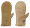 UGG UGGFluff Damen Fäustlinge mit gewelltem Rand – Echtlederschale, Kastanie, Large-X-Large