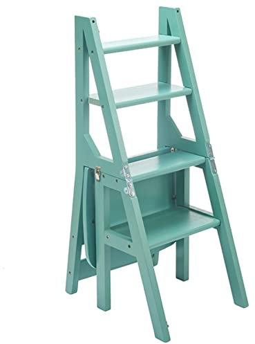 TZUGSM échelles, Escabeau en Bois Multifonction for la Maison, 4 marches, Tabouret, échelle, Conversion Pliable, bibliothèque, escabeau for Cuisine et Bureau – 150 kg