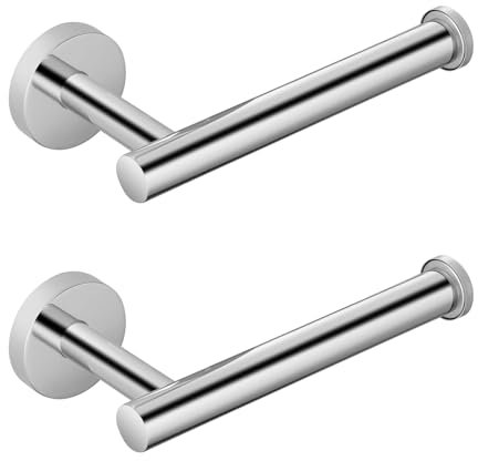 Toilettenpapierhalter, Toilettenpapierhalter, Wandschraubmontage für Badezimmer, Küche, Waschraum, modernes Design, hält Mega Taschentuchrollen, Edelstahl, rostfrei, Chrom, 2 Stück