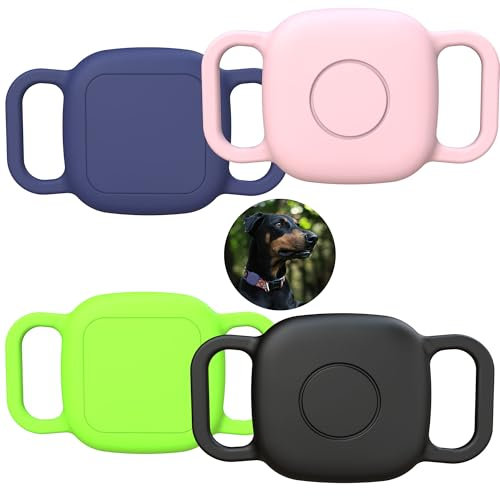 Waterproof Dog Collar Holder for Tile Mate 2024/ Mate 2022 Tracker, Anti Lost Soft Silicone Case for cat pet Necklace, Protective Cover Accessories for Tile Tracker Finder (Black/Green/Pink/Blue)