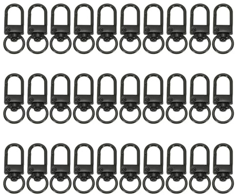 PATIKIL 30 Stück Schwenk-Karabinerhaken Metall Schnapp-Clips Schwarz | Lanyard Klaue Verschluss Schlüsselanhänger Bastelset, Für DIY Handwerk Verbinder Hardware