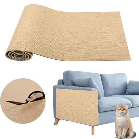 Selbstklebende tapete, Anti Kratz Folie Für Katzen, 40 * 200cm, Selbstklebende Nadel Gestanzte Vliesdecke, Schutzsofa Wandaufkleber, Kratzmatte Katze, Kratzpappe Für Katze(Khaki)