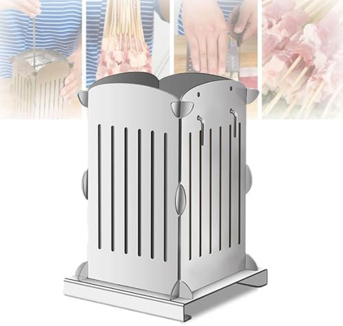 WOTZOV 81 Holes Portable Barbecue Meat Cutting Tool, Adjustable Commercial Barbecue Machine, Individual Grooves, Removable Barbecue Forks