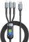 Gonggi 3 in 1 USB Cable Fast Charging 1.2M, Transparent Luminous 100w Super Fast Charging Cable,Charging Solution for Type-C, Iosphone, and Android Devices, 3A 100W max