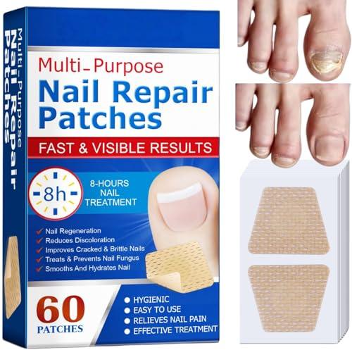 60pcs Nail Repair Patches, Fungal Nail Treatments for Toenails Extra Strong, Ingrown Toenail & Keratin Nails Treatment Patches, Anti Fungal Toenail Treatment, Restores Healthy Nails