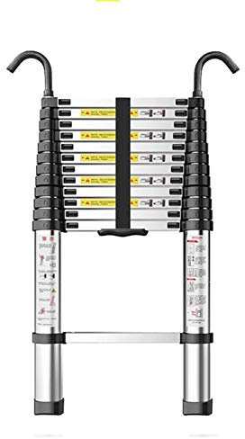 Hey Duty 4.1m Aluminum Telescopic Ladder - Portable Folding Multi-Purpose Extension Ladder with Hooks, 13.5ft Adjustable Height for Home, Office, and Outdoor Use