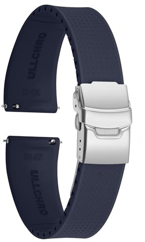 ULLCHRO Uhrenarmband 20mm 22mm Wasserdicht, Weiches FKM Armband für Herren, Kautschuk Sportband aus Gummi, Uhrband