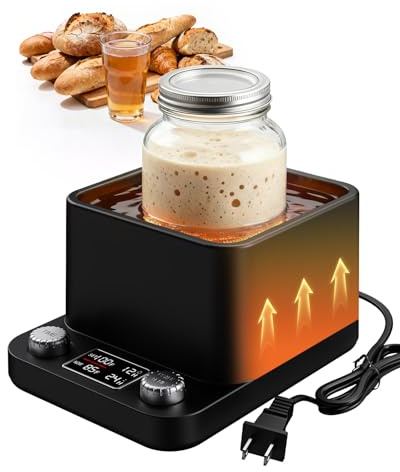 MQUPIN Sauerteig Starter Wärmer, gleichmäßiges Wasserbad-Sauerteigwärmer, 1°F präziser Thermostat(70-104°F) 198-Stunden-Timer, intelligenter Wärmer für Kombucha, Joghurt und Bierfermentation (Schwarz)