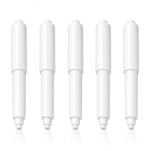 5PCS Plastic Toilet Tissue Roll Holder, Spring Loaded Toilet Tissue Roll Holder, Universal White Toilet Paper Holder Insert Replacement Roller for Bathroom, Compatible with Standard Roll Holders