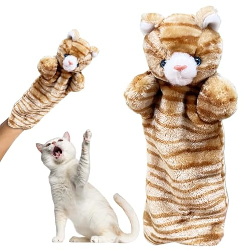 JIEBWCHA Guanto da Lotta per Gatti | Guanto Giocattolo per Lotta con Gatti,Burattino da Mano Interattivo per Gattini per Stimolazione Sensoriale e Mentale, Anti-Noia e Esercizio Indoor