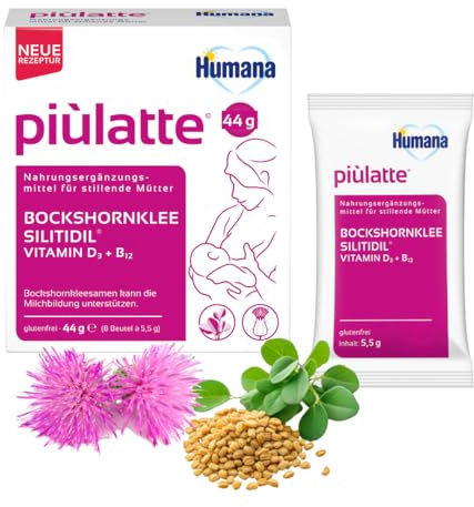 Humana piulatte® – Trinkpulver mit Bockshornkleesamen zur Unterstützung der natürlichen Milchbildung | Unterstützung in der Stillzeit