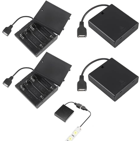 4 pezzi versatile 4 AA porta batterie con interruttore USB, vano batteria con interruttore 4 x AA, uscita 6 V, senza saldatura, compatibile con dispositivi USB, luci RC Cars & LED, interruttore di