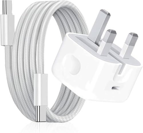 Fast Charger 35W Type C to C Compatible with iPhone 17/16/15/Plus/Pro/Pro Max/AirPods/iPad Pro/Air/Mini/Samsung Foldable Usb C Plug UK Adapter with 1M Type C Charging Cable