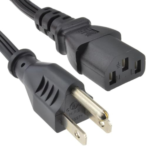 kenable Power Cord US 3 Pin Plug to C13 IEC Mains Lead Cable for PC Monitor Printer 3ft 0.9m Black