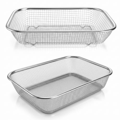 2PCS Setaccio Giardino Acciaio Inox, Setaccio Terra e Compost, Maglia Fine | Fine 3mm & Larga 6mm, Setaccio Giardino Robusto Leggero per Sabbia, Ghiaia, Uso Facile, Strumento Ideale il Giardinaggio